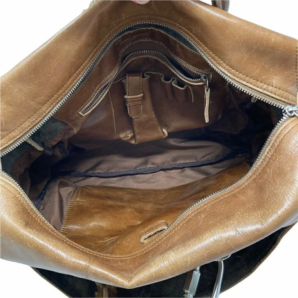 Amerileather Holmes Investigator Bag Brown Leather Pockets Dual Handle New